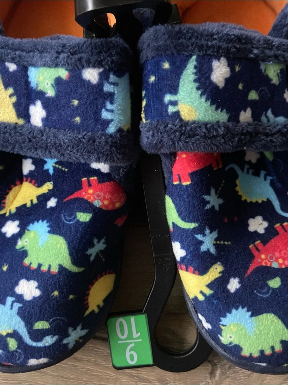 Kids Navy Dinosaur Slip-On house Shoes with a Strap size toddler 9-10
